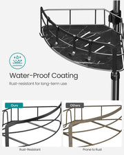 4 Tier Corner Shower Caddy Tension Pole No Drill Rustproof Storage Rack Ink Black by Songmics