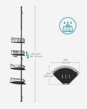 4 Tier Corner Shower Caddy Tension Pole No Drill Rustproof Storage Rack Ink Black by Songmics