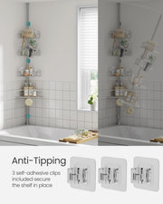 4 Tier Corner Shower Caddy No Drill Rustproof Storage Rack in Dove Grey by Songmics