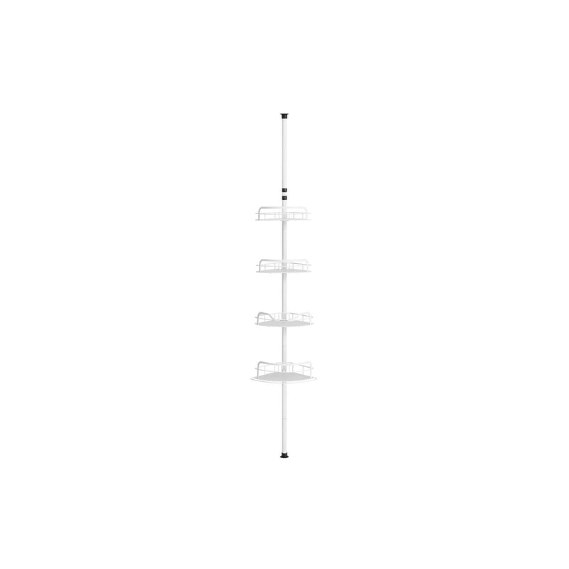 4 Tier Corner Shower Caddy with Tension Pole No Drilling Required in Cloud White by Songmics