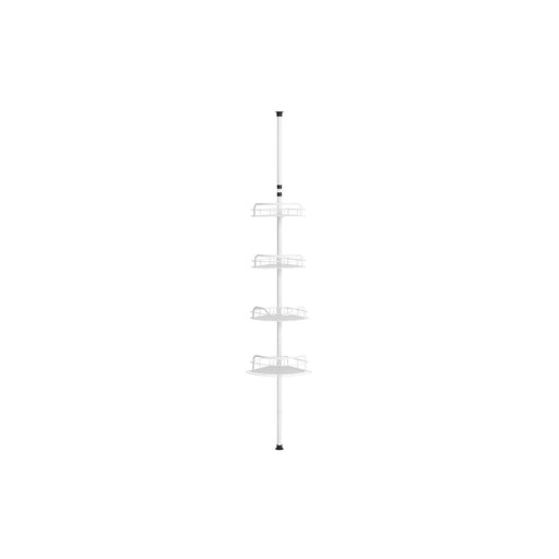 4 Tier Corner Shower Caddy with Tension Pole No Drilling Required in Cloud White by Songmics