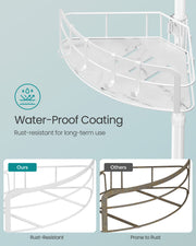 4 Tier Corner Shower Caddy with Tension Pole No Drilling Required in Cloud White by Songmics