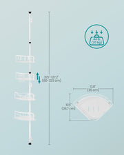 4 Tier Corner Shower Caddy with Tension Pole No Drilling Required in Cloud White by Songmics