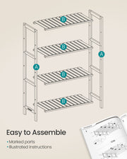 4 Tier Bamboo Storage Shelf White and Natural Wood Freestanding Unit by Songmics