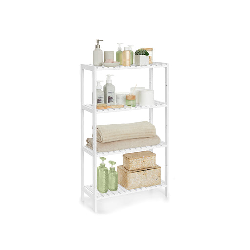 4 Tier Bamboo Storage Shelf Freestanding Shelving Unit for Bathroom or Kitchen by Songmics