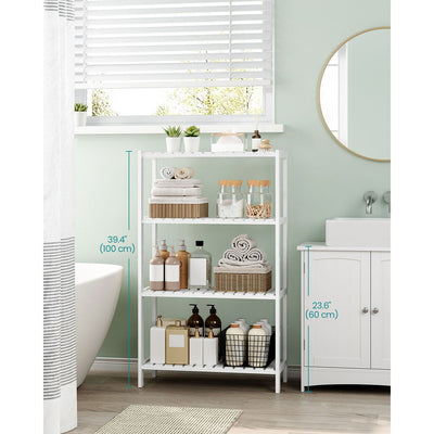 4 Tier Bamboo Storage Shelf Freestanding Shelving Unit for Bathroom or Kitchen by Songmics