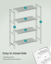 4 Tier Bamboo Storage Shelf Freestanding Shelving Unit for Bathroom or Kitchen by Songmics