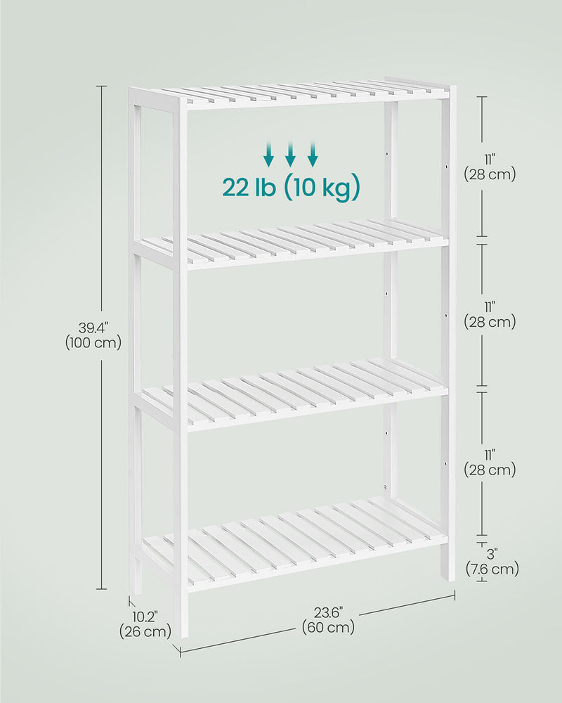 4 Tier Bamboo Storage Shelf Freestanding Shelving Unit for Bathroom or Kitchen by Songmics
