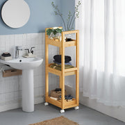 Slim 3 Tier Bathroom Storage Trolley on Wheels Space Saving Shelf Unit by Songmics