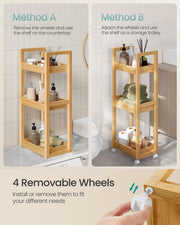 Slim 3 Tier Bathroom Storage Trolley with Wheels for Small Spaces 20 x 30 x 80 cm by Songmics