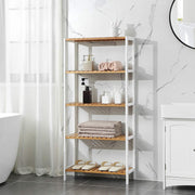 5 Tier Bamboo Bathroom Storage Shelves Freestanding Organiser Unit by Songmics