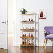 5 Tier Bamboo Bathroom Storage Shelves Freestanding Organiser Unit by Songmics