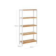 5 Tier Bamboo Bathroom Storage Shelves Freestanding Organiser Unit by Songmics