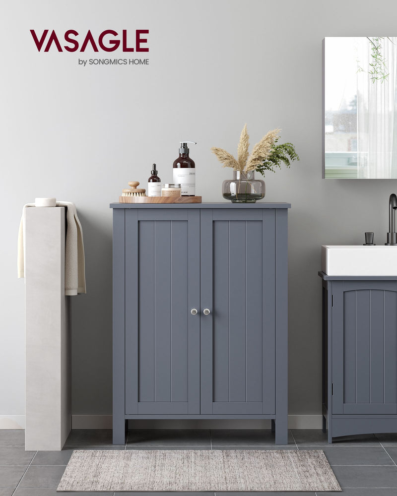 Grey Double Door Bathroom Cabinet with Adjustable Shelf by Vasagle, 30x60x80cm