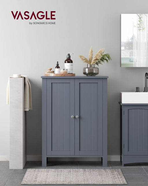 Grey Double Door Bathroom Cabinet with Adjustable Shelf by Vasagle, 30x60x80cm