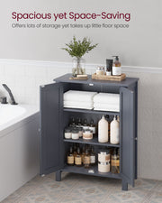 Grey Double Door Bathroom Cabinet with Adjustable Shelf by Vasagle, 30x60x80cm