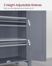 Grey Double Door Bathroom Cabinet with Adjustable Shelf by Vasagle, 30x60x80cm