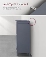 Grey Double Door Bathroom Cabinet with Adjustable Shelf by Vasagle, 30x60x80cm