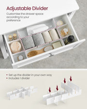 White Bathroom Cabinet with 2 Drawers and Woven Storage Baskets by Vasagle