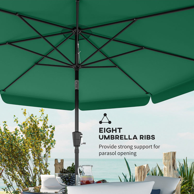 Patio Parasol with Adjustable Tilt for Sun Protection and Easy Use 3m Green AOSOM