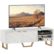 White Marble Effect TV Stand for up to 70 Inch TVs With Shelves and Storage by HOMCOM
