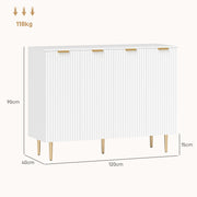 White Sideboard Buffet Cabinet with Adjustable Shelves and Gold Metal Legs for Kitchen or Hallway by HOMCOM