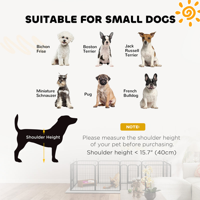 12 Panel Heavy Duty Dog Playpen with Doors for Small Dogs 60 cm High Black by PawHut