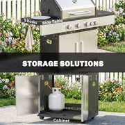 Gas Barbecue with 5 Burners for Easy Outdoor Cooking and Entertaining Black Outsunny