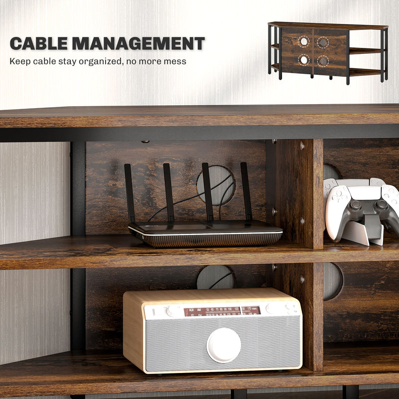 Industrial Corner TV Unit Black and Brown Wood Effect for Living Room by HOMCOM