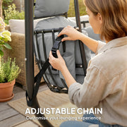 Hanging Swing Chair with Deep Cushion and Foldable Basket for Indoor or Outdoor Relaxation Black Outsunny