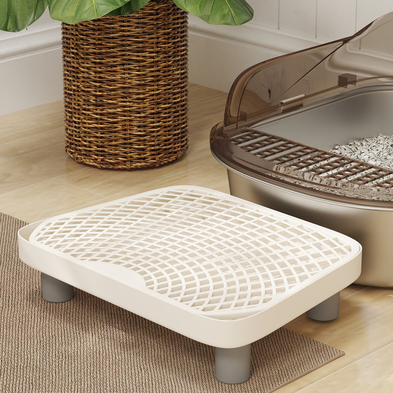 Stainless Steel Cat Litter Box with High Sides Scoop Pedal and Easy Clean Design by Outsunny