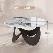 Modern Round Coffee Table with Sintered Stone Marble Effect Heat Resistant Top for Living Rooms Homcom