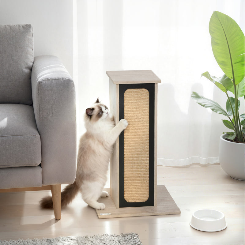 Cat Scratching Post With Replaceable Board And Perch For Indoor Play, Oak AOSOM
