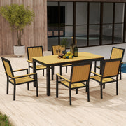 6 Seater Garden Dining Set with Stackable Chairs and Aluminium Frame by Outsunny