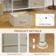 Industrial Style Chest of Drawers with 8 Fabric Storage Units and Wooden Top for Bedroom Maple Wood Effect