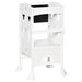 Kids Step Stool with Blackboard and Lockable Handrail for Kitchen Counter White by HOMCOM