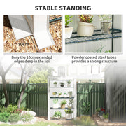 4 Tier Lean to Mini Greenhouse with Reinforced PE Cover and Roll-Up Door Grey by Outsunny