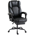 Office Chair with Reclining Back and Footrest for Comfortable Home Working Black Homcom