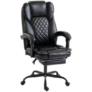 Office Chair with Reclining Back and Footrest for Comfortable Home Working Black Homcom