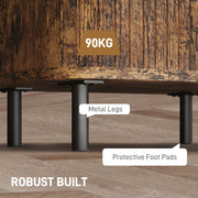 Nordic Bedside Table With Sliding Roller Doors And Metal Legs For Bedroom Rustic Brown