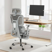 Ergonomic High Back Mesh Office Chair With Lumbar Support For Home Desk Use Grey AOSOM