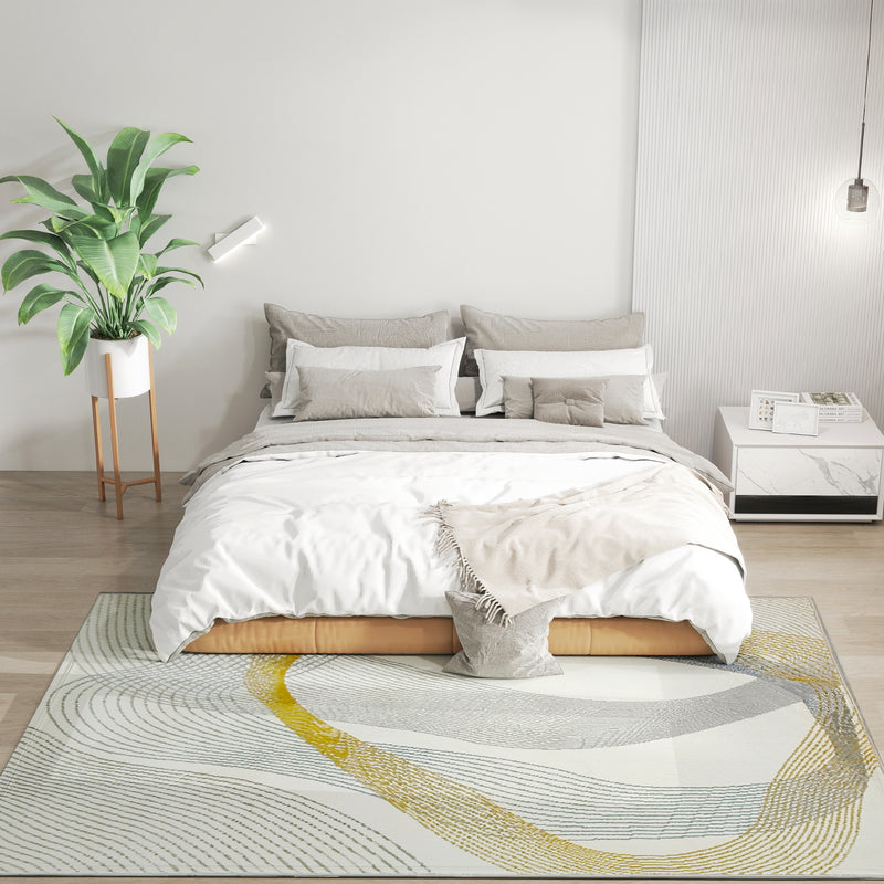 Machine Washable Area Rug for Living Room Bedroom or Office 230 x 160 cm, Cream White