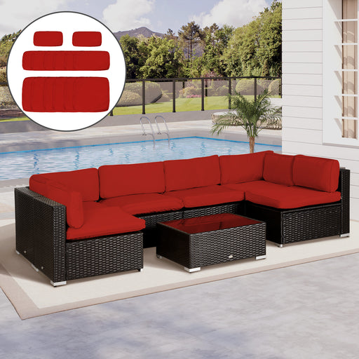 Red Set of 14 Outdoor Cushion Covers Water Resistant by Outsunny