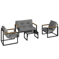 4 Piece Garden Furniture Set with Loveseat Sofa Armchairs and Table Light Grey by Outsunny