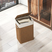 Brown Bamboo Laundry Basket with Lid and 72L Removable Liner for Bedroom or Bathroom