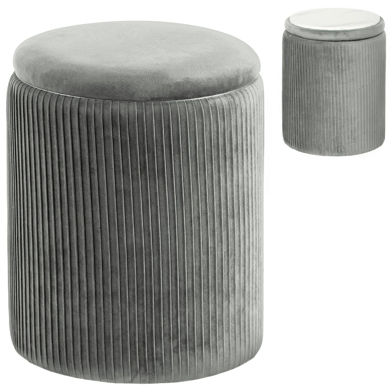 Ottoman Storage Bench with Reversible Table Lid and Hidden Compartment Grey AOSOM