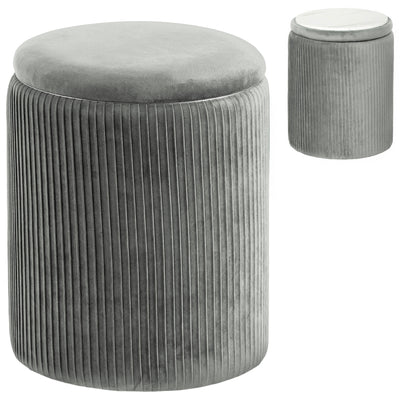 Ottoman Storage Bench with Reversible Table Lid and Hidden Compartment Grey AOSOM