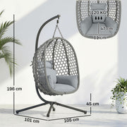 Hanging Egg Chair with Stand, Cushion & Headrest For Garden, Patio & Balcony Outsunny