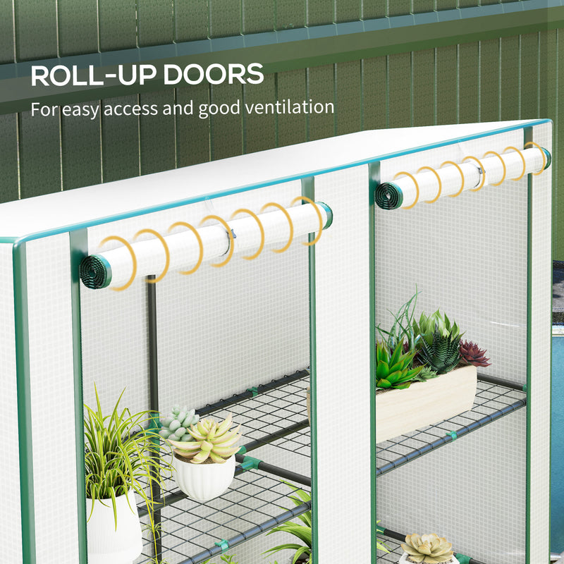 Three Tier Mini Greenhouse White Portable Plant Grow House by Outsunny