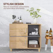 Freestanding Bathroom Cabinet with Open Shelves and Double Doors by HOMCOM